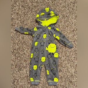 Boys 6 month Carter's Gray and Yellow Monster Footie pajamas